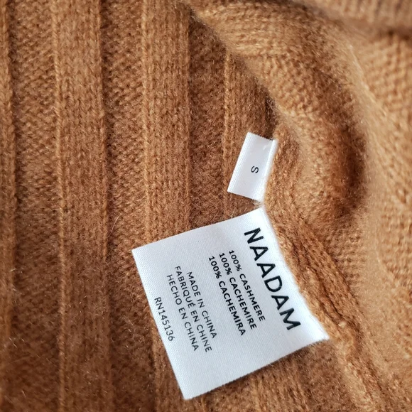 **SHIPS DEC 19** Naadam 100% Cashmere Camel Brown V Neck Sweater Small - Picture 5 of 5